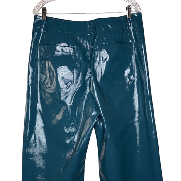 NWOT Maeve Anthropologie The Colette Blue Faux Leather Pants Size 32 Boho Rare - Picture 10 of 12